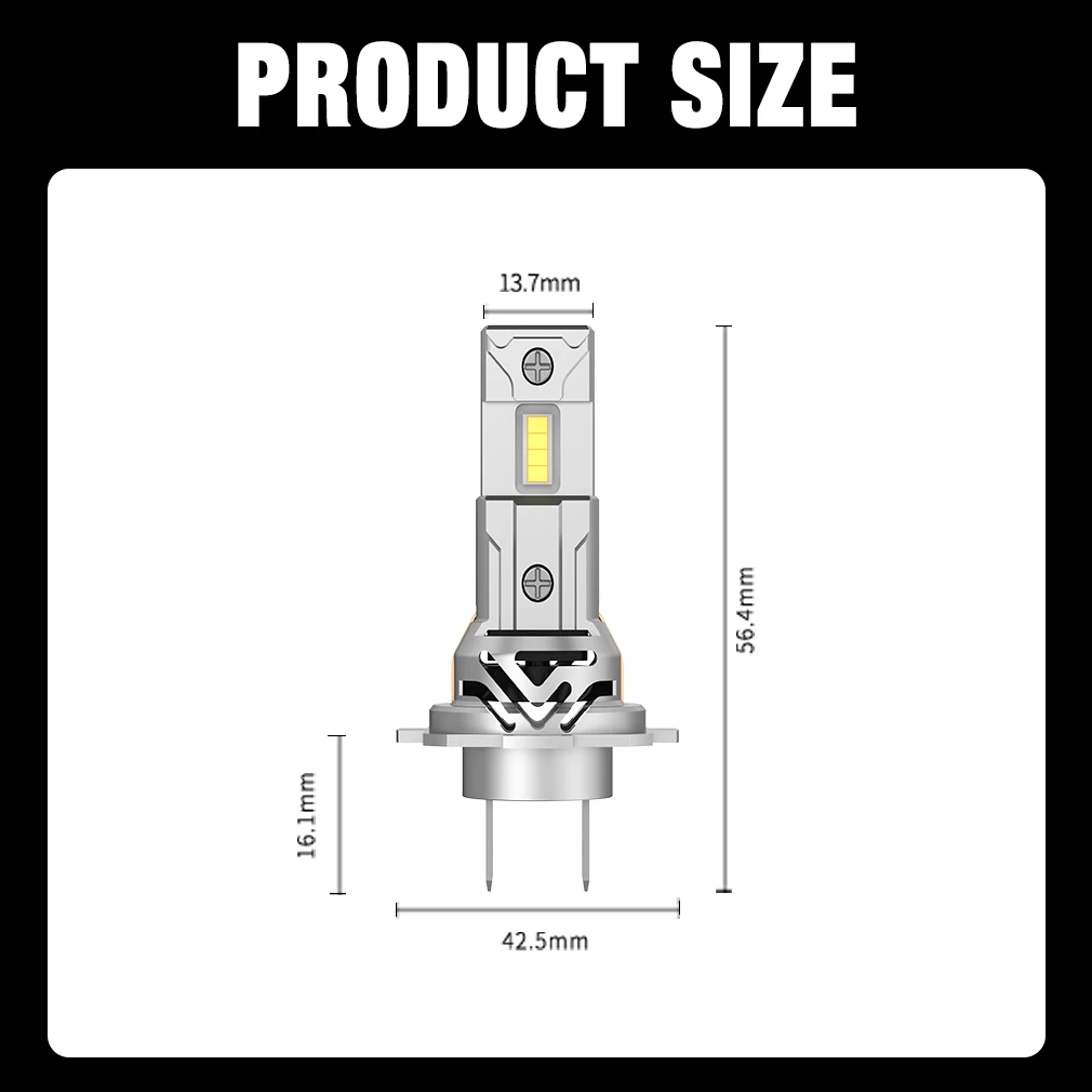 H7 H1 H3 LED Car Headlight Turbo Bulbs 1:1 Size Lights Mini Head Lamp Wireless LED Auto Headlamp 60000LM 6500K