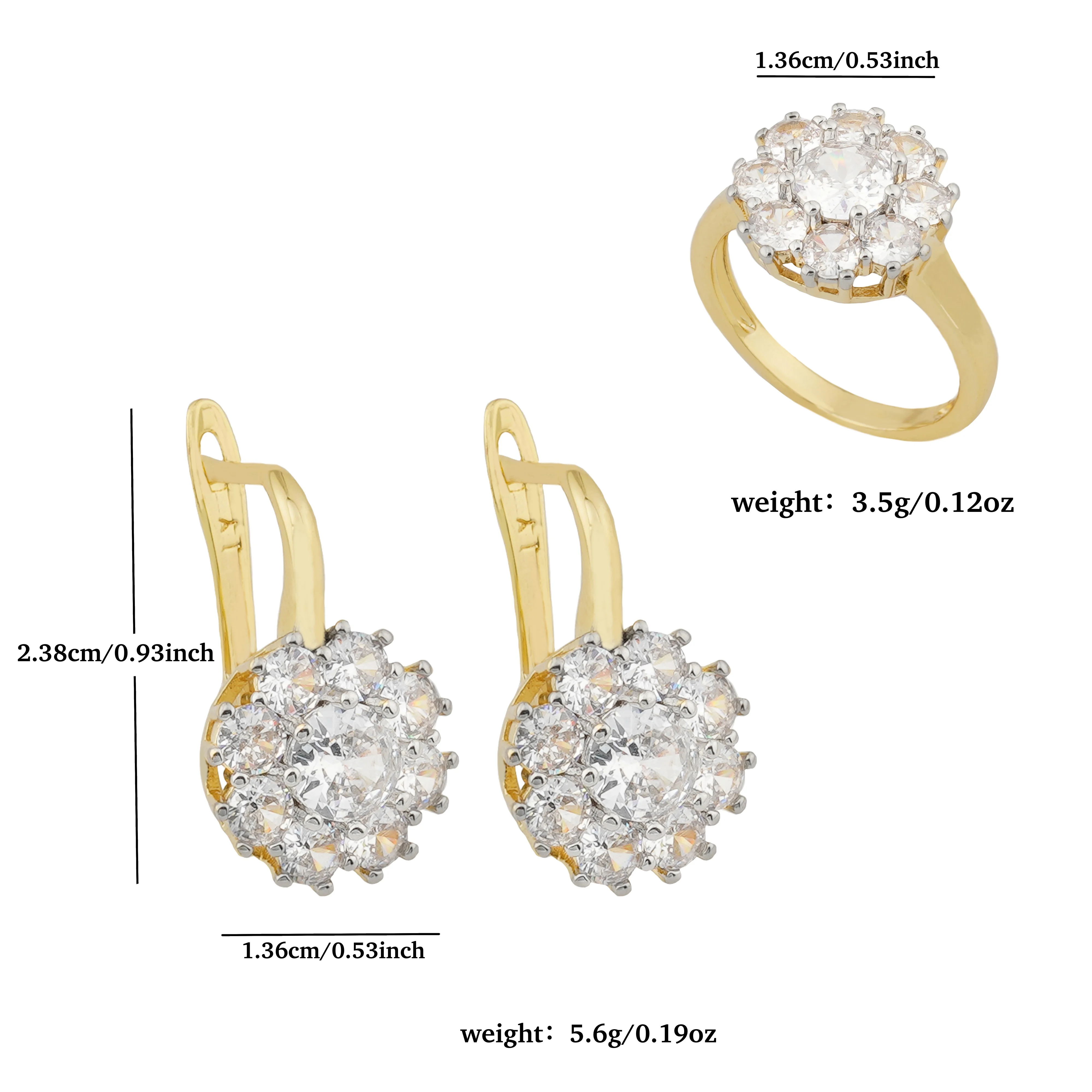 LUYIN Recommend Daisy Design Hoop Earrings Ring  Jewelry Set For Women Copper Plated 14K Golden 2 Color Party Wedding  Gifts