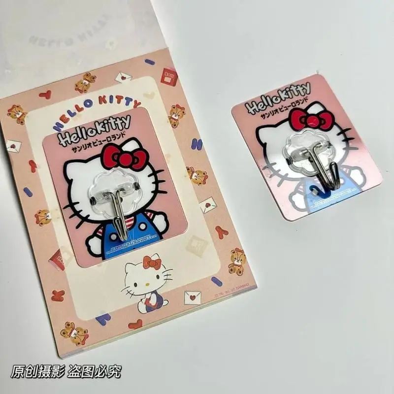 Hello Kitty kait kuat lucu, dekorasi dinding tanpa lubang, perekat kait untuk anak-anak