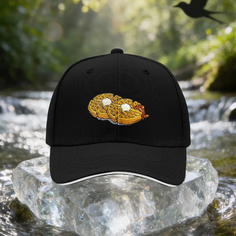 Waffle Cream Caramel Sandwich Baseball Cap, Unisex Easy Lightweight Adjustable Outdoor Sun Hat, Ideal Gift for Travel, Parties,