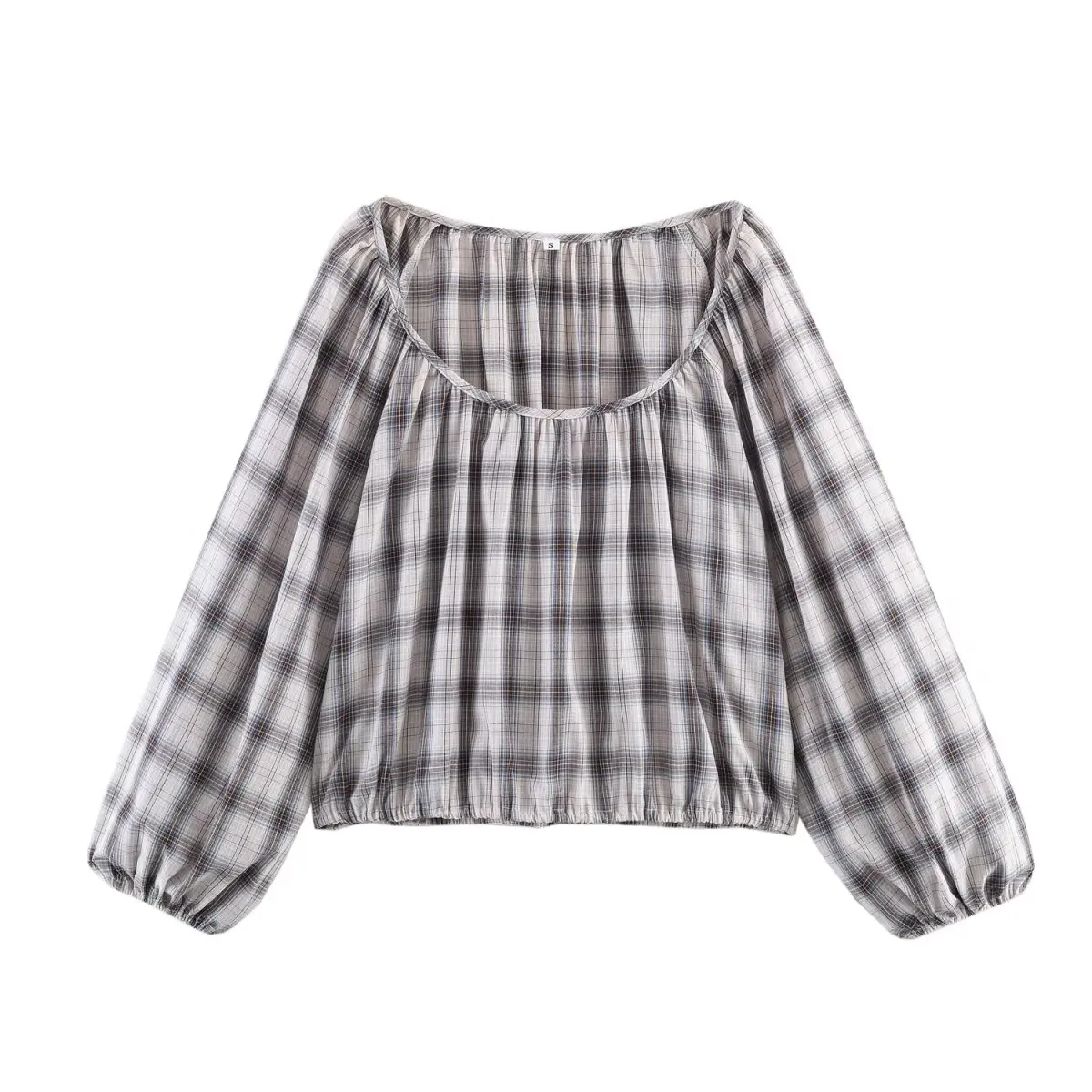 

Женская рубашка-блузка в клетку, летняя новинка 2026, модная, эластичная, в стиле ретро, с длинным рукавом, универсальная, повседневная, шикарный топ