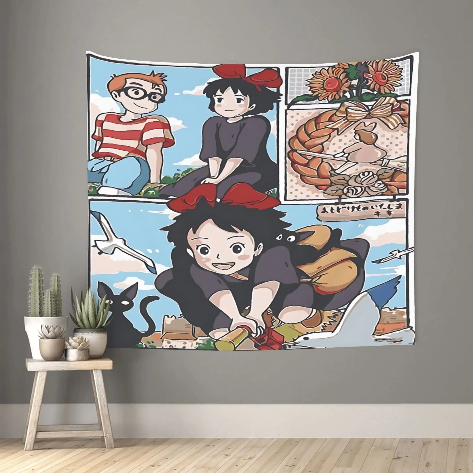 Customized Anime Kiki’s Delivery Service cutecore Tapestry Bedroom Decoration  Wall Hanging Blanket Tapestry Cool Stuff For Room
