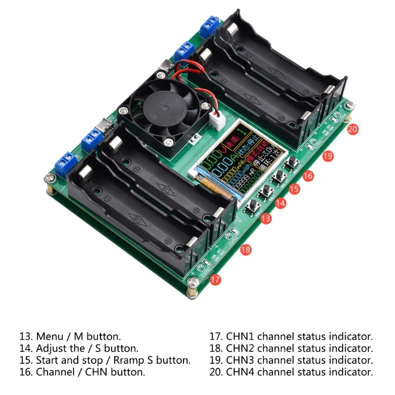 Módulo probador capacidad batería litio 18650 actualizado ipiip, potencia batería MAh MWh