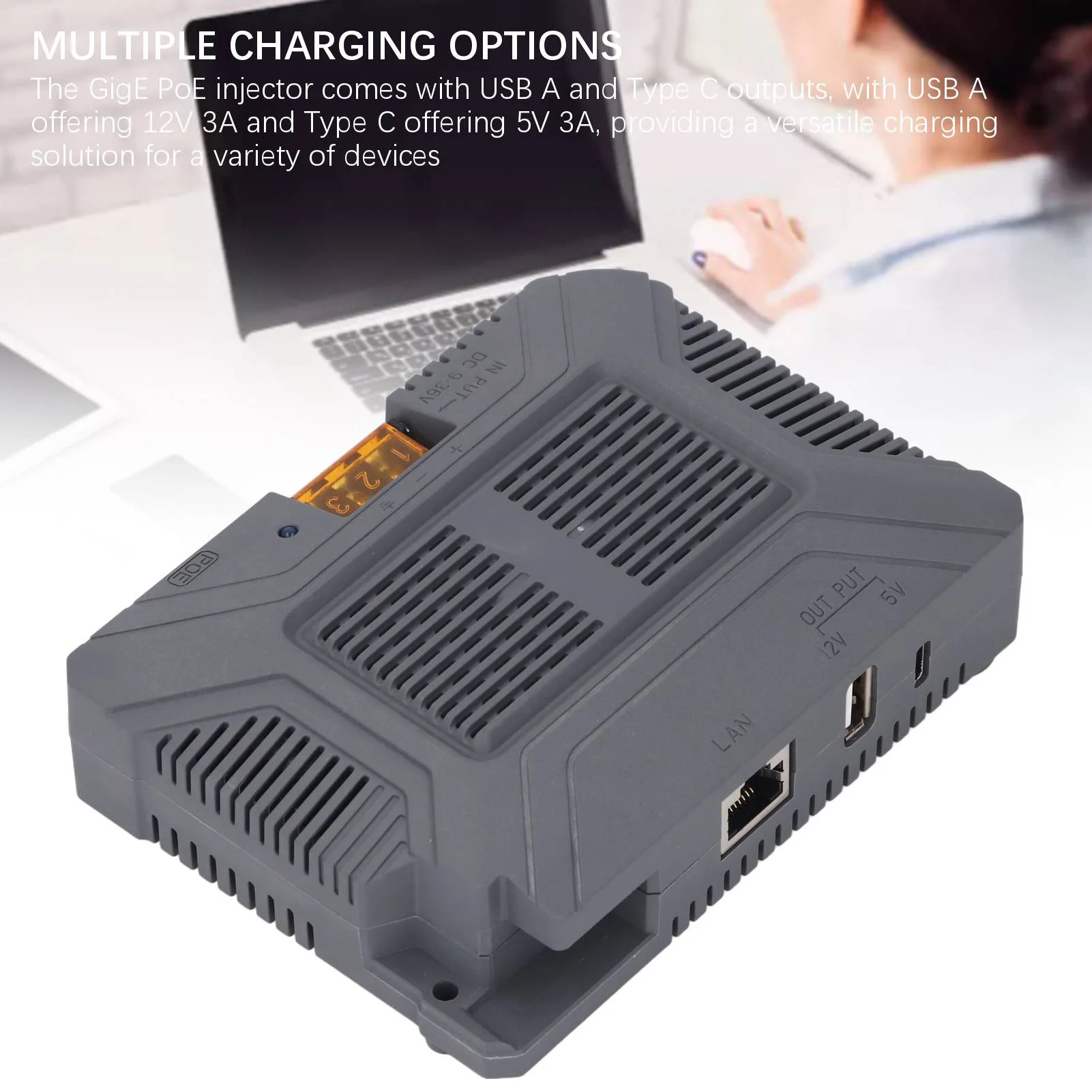 PoE Injector GigE PoE Injector Passive Safe Fast Data Transfer Surging Guard with SPX Cable Converter for Rectangular Satellite