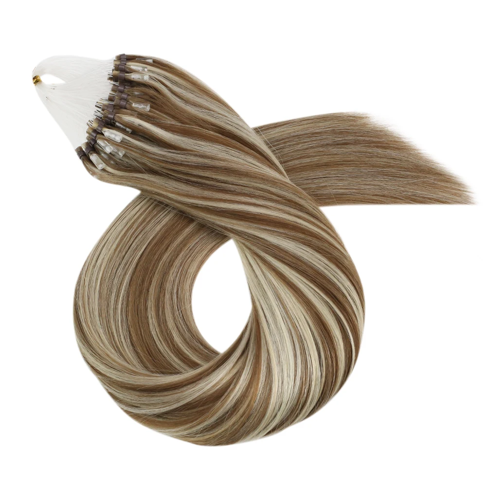 Ugeat Micro Loop Human Hair Extensions Balayage Blonde 50 Gram/set 1 G/s Natuurlijke Haar Micro Link Hair Extensions Fusion Pre bonded - afbeelding 2