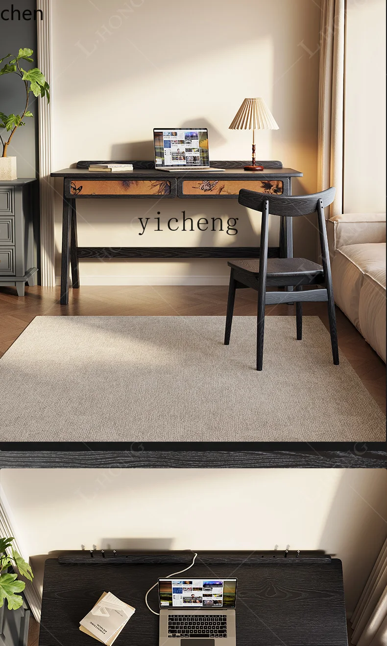 طاولة كتابة عتيقة عتيقة من HXL لغرفة النوم، جميع طاولات الكمبيوتر المصنوعة من الخشب الصلب، طاولة مكياج فاخرة وخفيفة الوزن #4