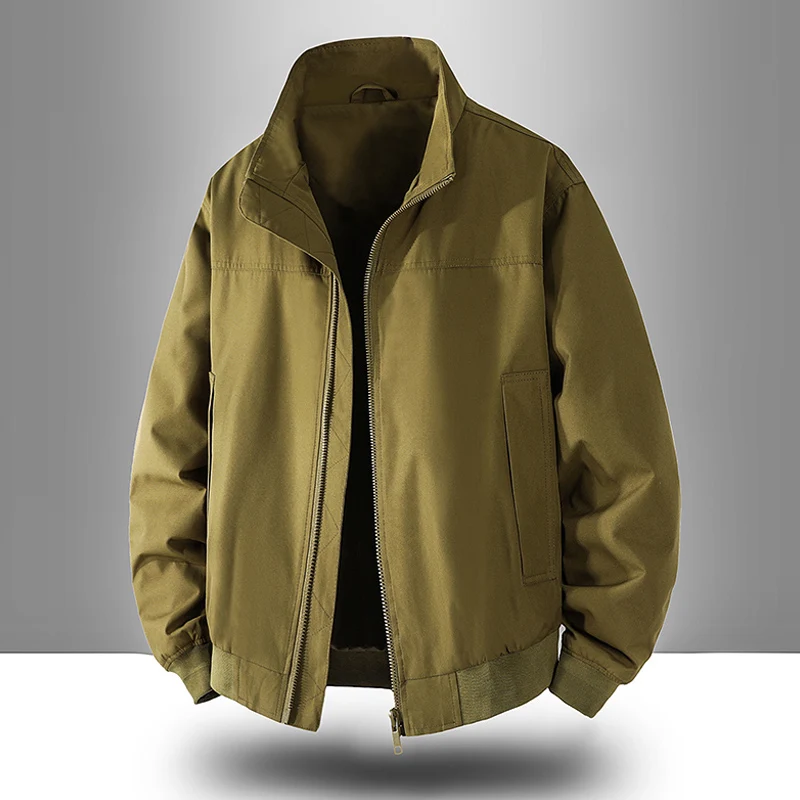 

Solid Color Stand - Collar Zip Jacket - Oversized Casual Outerwear with Multiple Colors, Ideal for Men's Daily & Street Fashion