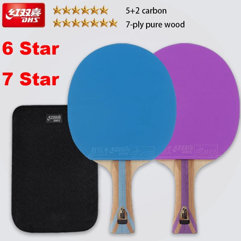 

DHS 6/7 Star Table Tennnis Racket 7-Ply Table Tennnis Racket with Hurricane 9/3 Table Tennis Rubber Professional PingPong Paddle