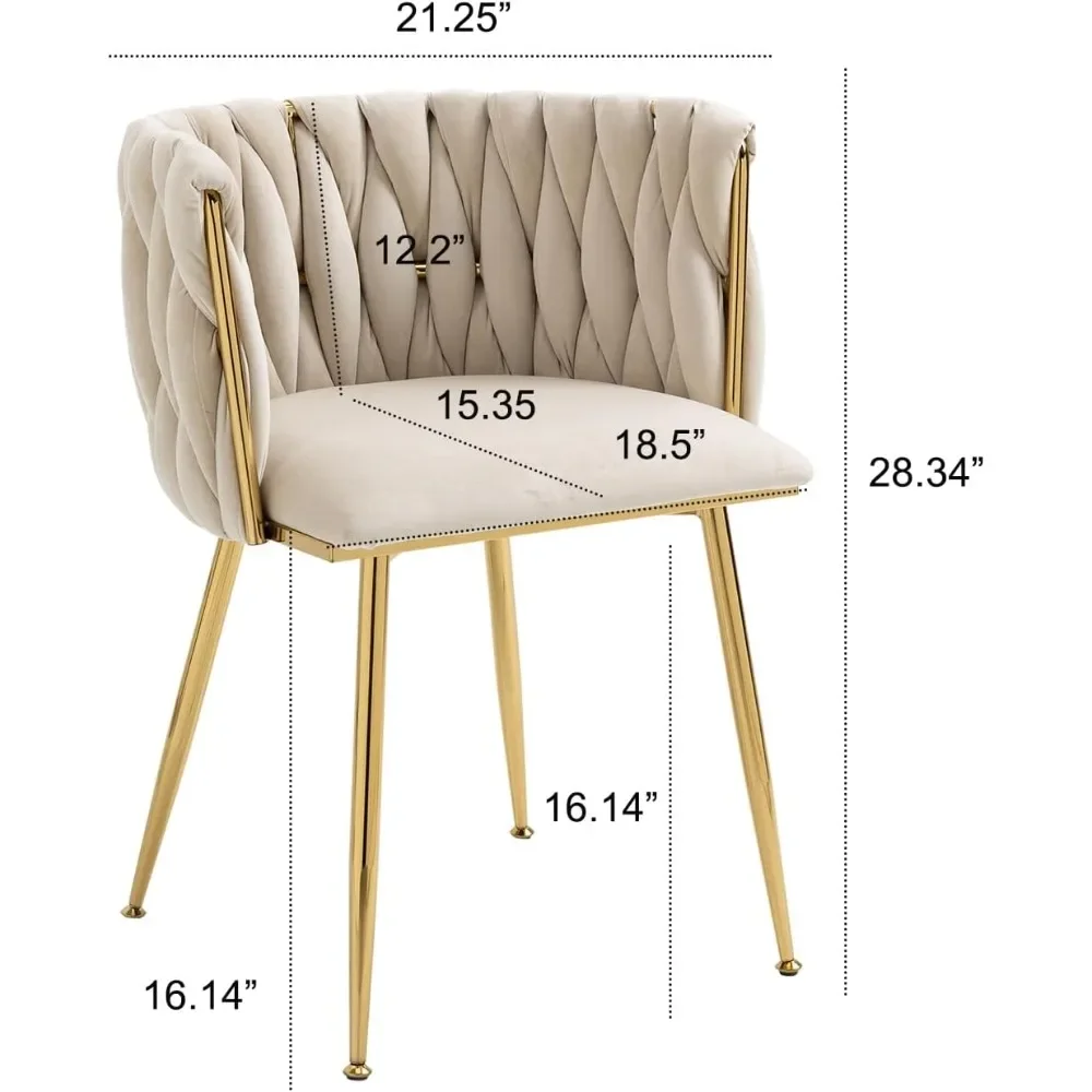 Modern Velvet Dining Chair with Gold Metal Legs, Set of 4 Luxury Tufted Dining Chairs for Living Room, Dining Chair