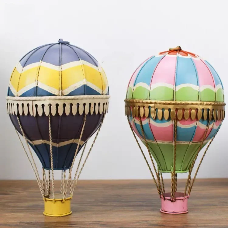 Nordic Home Wall Hanging Metal Hot Air Balloon Item Decoration Handicrafts Pendant Photography Bar Store Window Props Ornaments