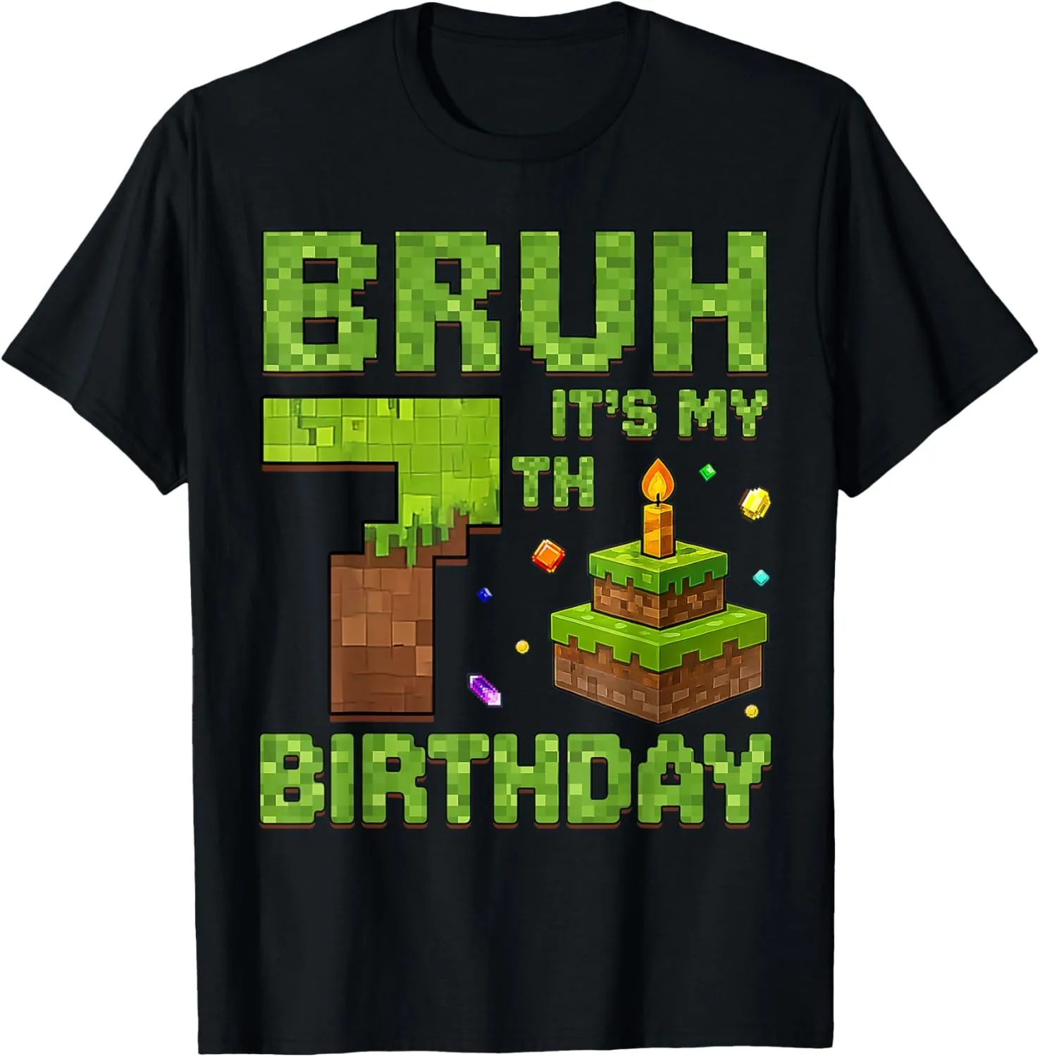 Funny Birthday Boy Bruh It's My 7th Birthday Game Pixel Gift Unisex T-Shirt