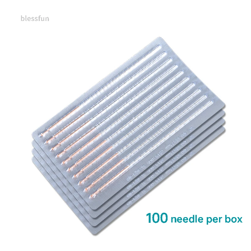 Coppermade Anti-slip Handle Asepsis Acupuncture Needle 100 Beauty Health Body Acupoint Massage Zhen jiu Needles Disposable