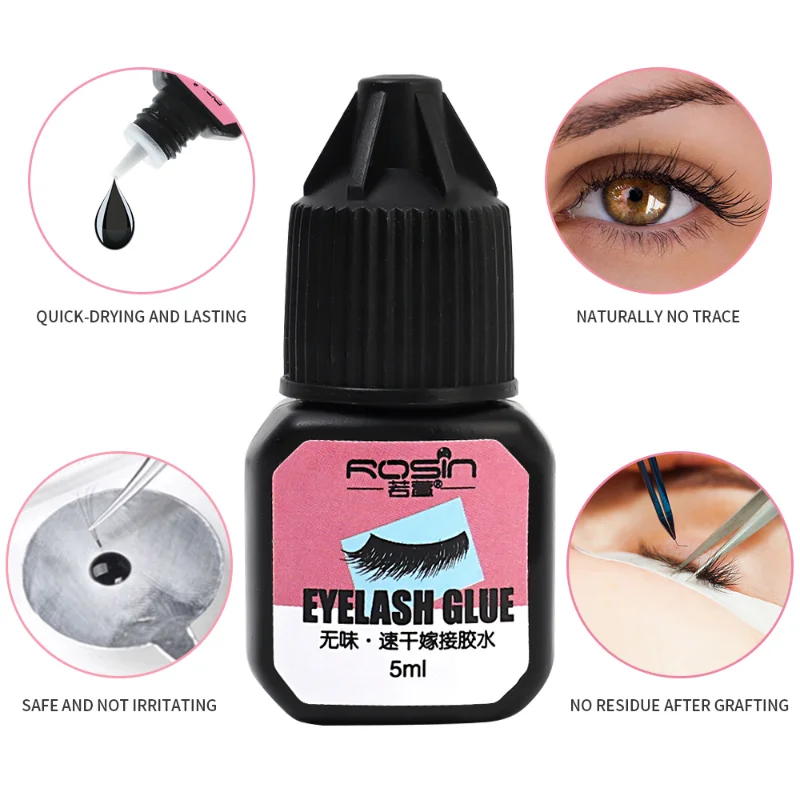 5ml Grafted Eyelashes Extension Glue Waterproof Long Lasting Firm Quickily Drying No-irritant Black Eyelash Glue Makeup Tools