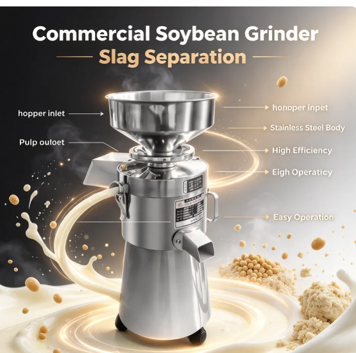 Commercial Soybean Milk Grinder 100 Type Residue Separation Rice Slurry Mill Tofu Maker Machine Home Catering Kitchen Appliance