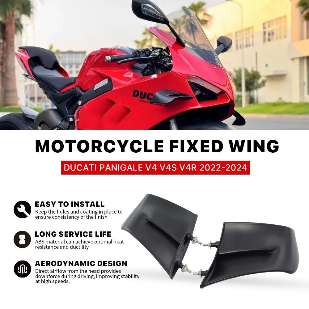 

Motorcycle Fixed Wing Spoiler Fairing For DUCATI PANIGALE V4 V4S V4R 2022-2024 ABS Aerodynamic Wing Deflector Wing Side Winglet