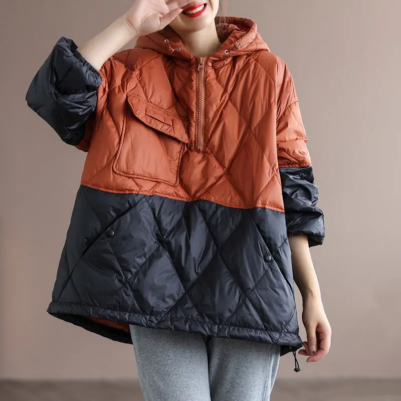 2023 Women' Autumn and Winter New Down Padded Jacket Women's Lightweight Short Loose Hooded Pullover Warm Jacket Women Clothing