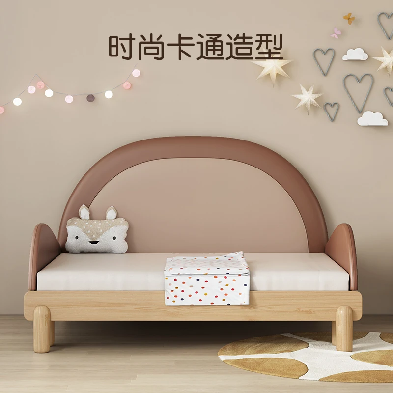 Solid wood stretchable children's bed with guardrail splicing bed, baby bed splicing bed, king bed, widened bed, single