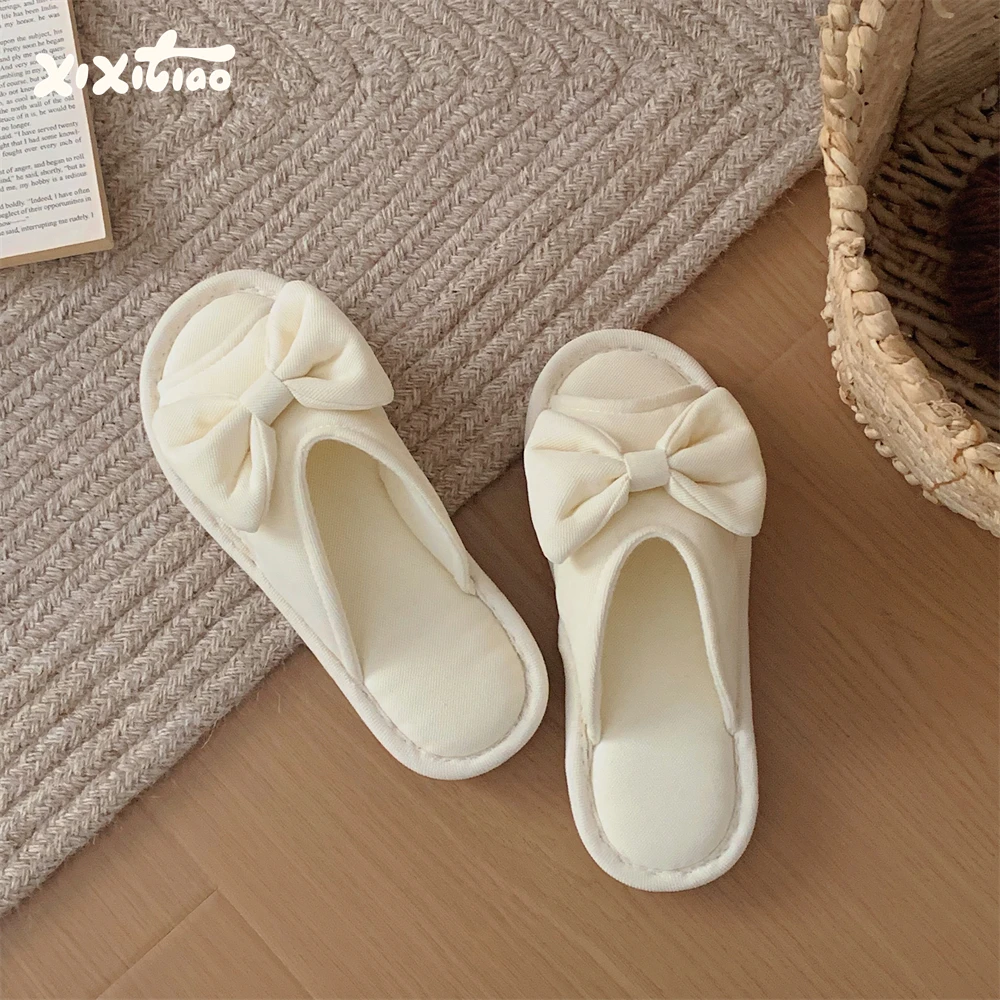 

Home Slippers Women's Cotton Linen Anti-slip Sweat Absorbent Knot Air Conditioned Floor oes Spring Summer Indoor