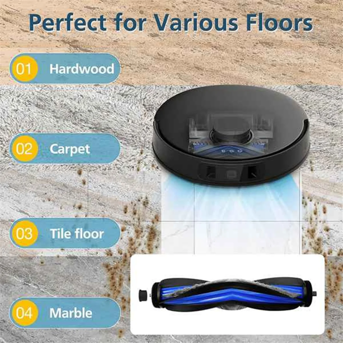 A97G untuk Debot T50 PRO OMNI / T50 OMNI Robot Aksesori Vakum Sikat Rol Utama Filter Hepa Tas Debu Kain Pel