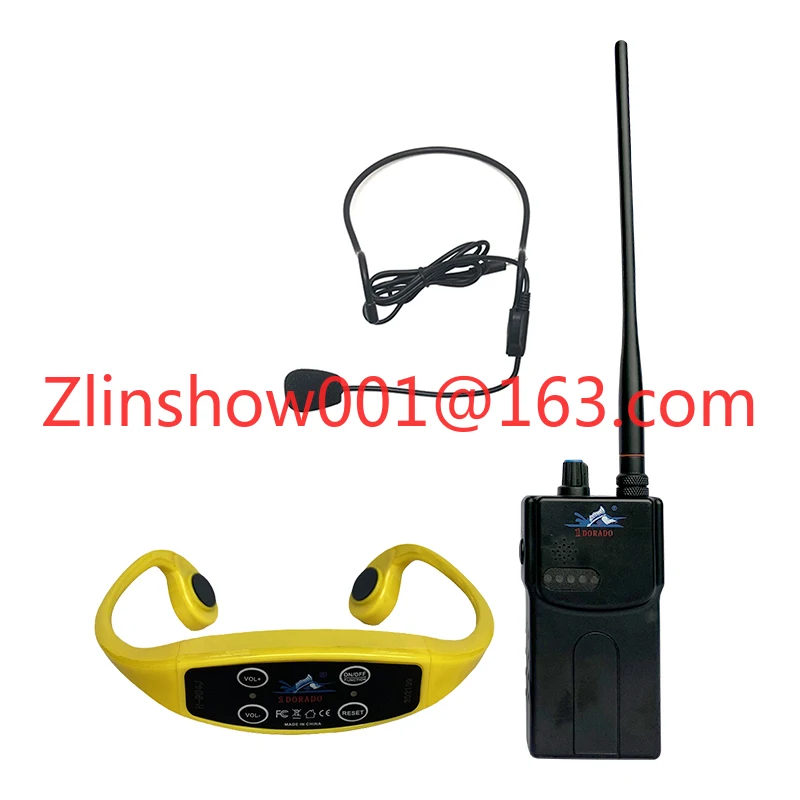Professional Swimming Training Sport Earphone LED Real-Time Communication Coaching FM Transmitter Bone Conduction Headphone