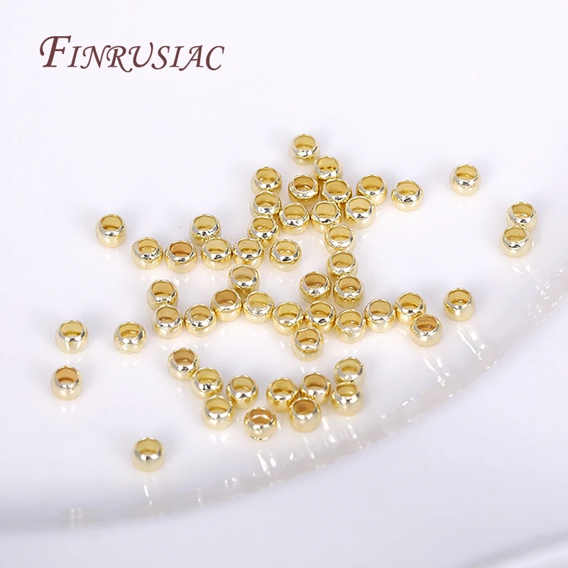 100 Stück 18K vergoldete Kugelperlen mit Crimp-Ende, Crimp-Perlen, 2mm 2,5mm 3mm Stopper-Abstandhalter-Perlen für DIY-Schmuckherstellung – Detail 21
