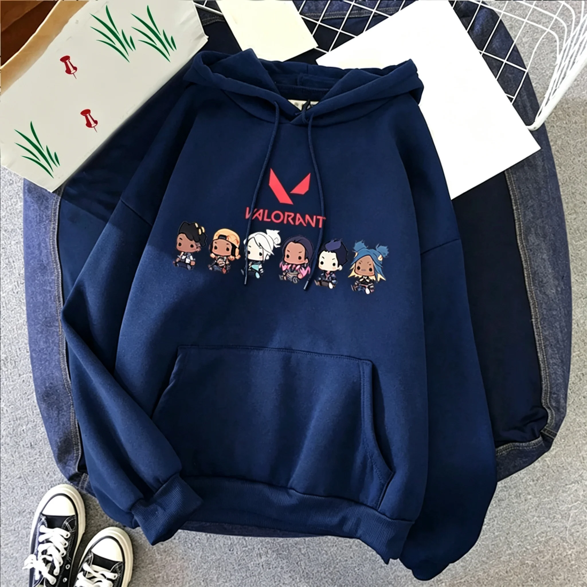 Valorant Anime 2D-Druck Herren Baumwoll-Hoodie Lässiger Oversize-Pullover Beliebter Streetwear-Mode-Sweatshirt Trendige Herrenbekleidung – Detail 12
