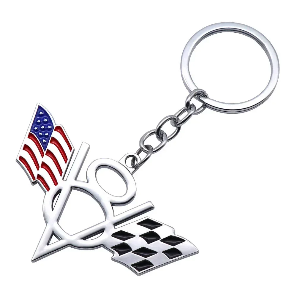 V8 Flag Car Styling Keyring Key Chain Pendant Buckle for Audi Jeep Mitsubishi Jaguar LEXUS MINI Abarth Volvo VW Fiat Nissan