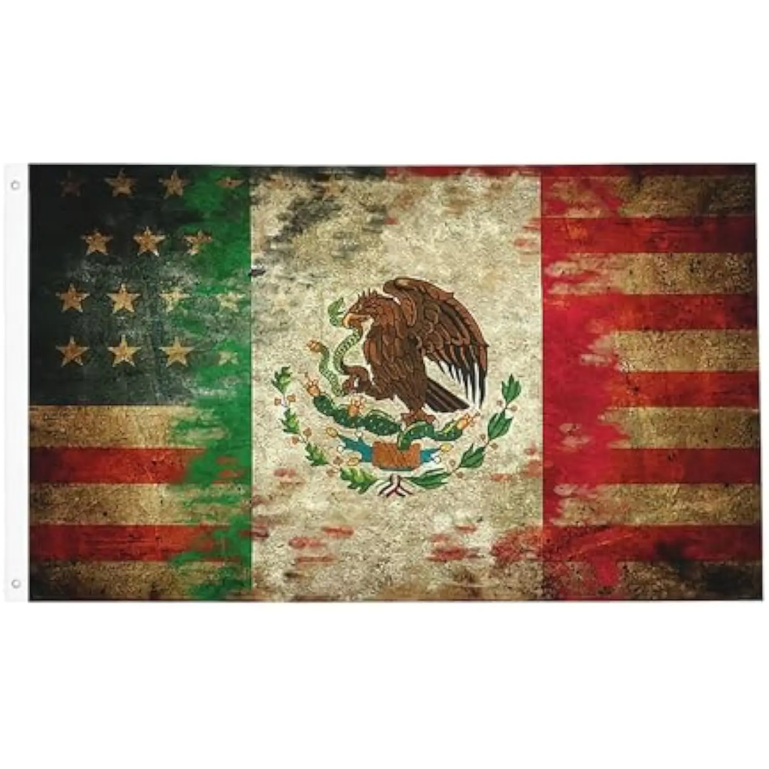 Distressed USA Mexico Flag Fusion Banner Vivid Color Durable House Garden Flag Indoor Outdoor
