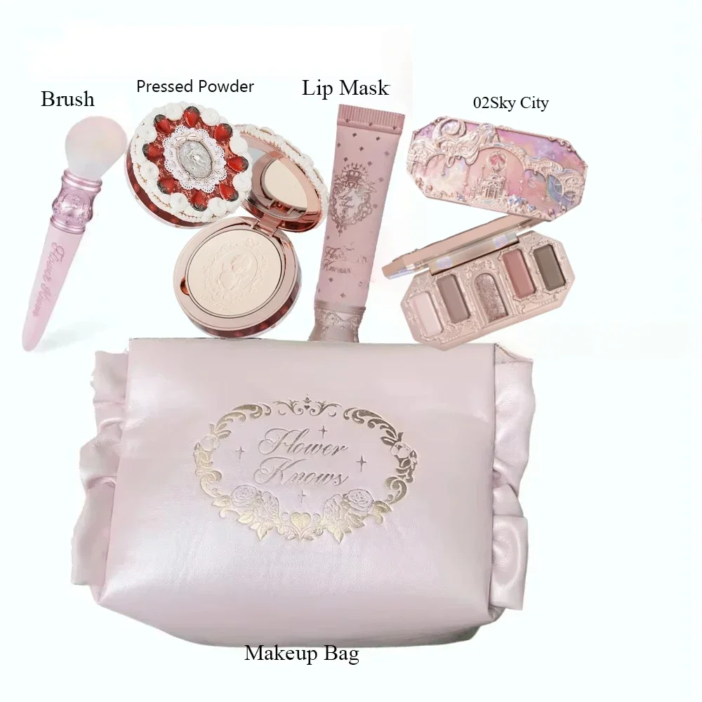Make-up-Set Flower Knows All in One GiftBox Glitzer-Lidschatten-Palette Langlebige Samt-Lippencreme Mattes Rouge mit Kosmetiktasche