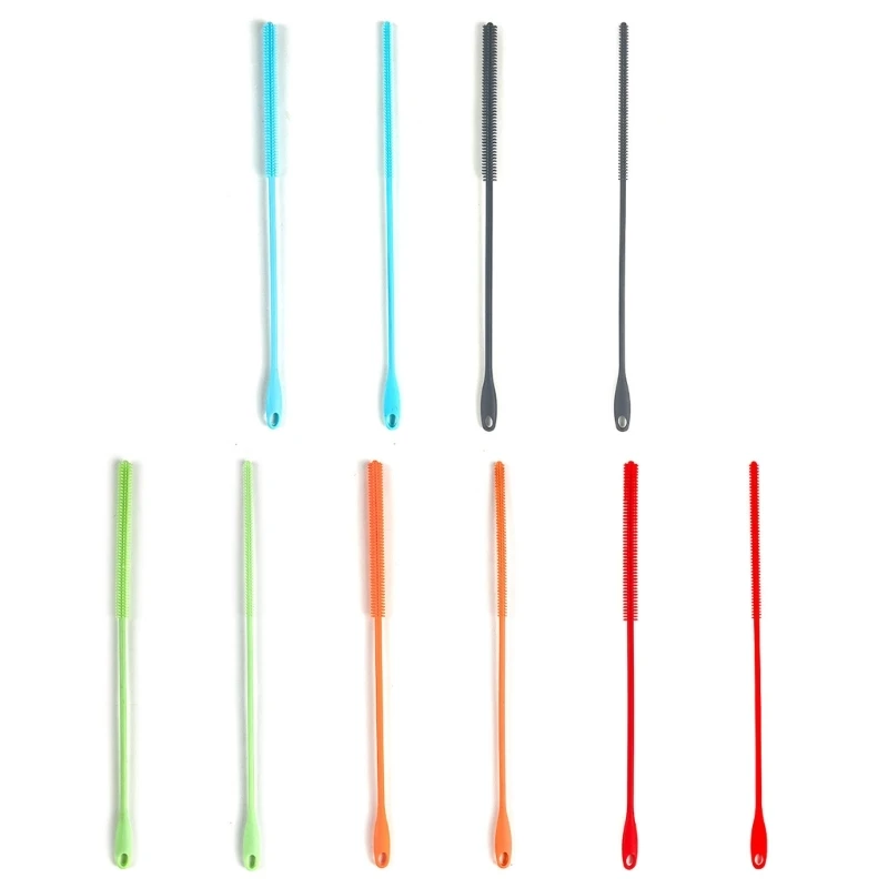 2Pcs Reusable Silicone Straw Brush Long Straw Cleaning Brush Easy to Clean Dropsale