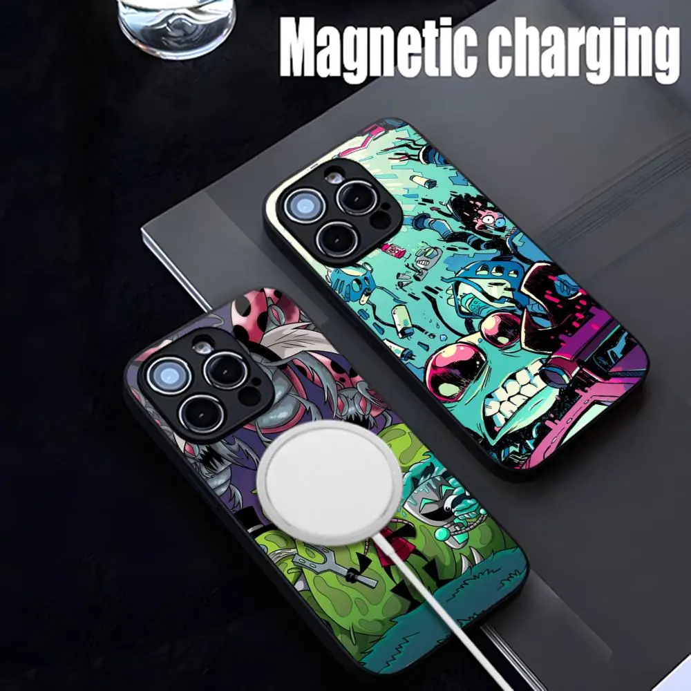 Invader Zim cartoon Phone Case Strong Magnetism Glass For iPhone 16ProMax 14 13 12 15 11 Pro XS Max Plus Mini Coque