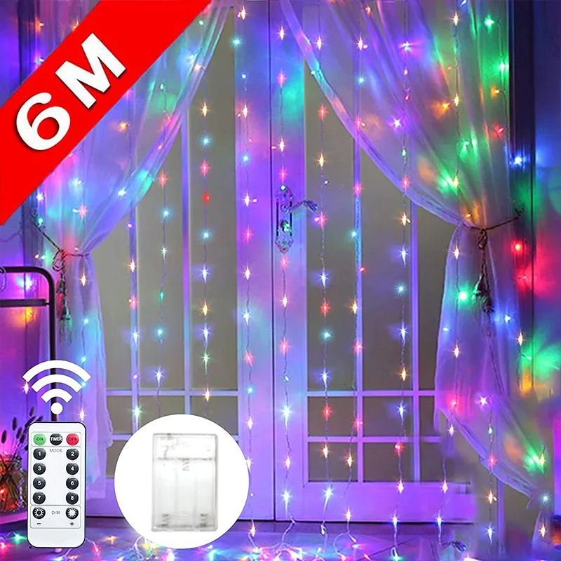 6M świąteczna dekoracja zdalnie sterowana świąteczna bajka weselna kwiatowy pierścień światło zasłona do sypialni opakowanie na baterie girlanda żarówkowa