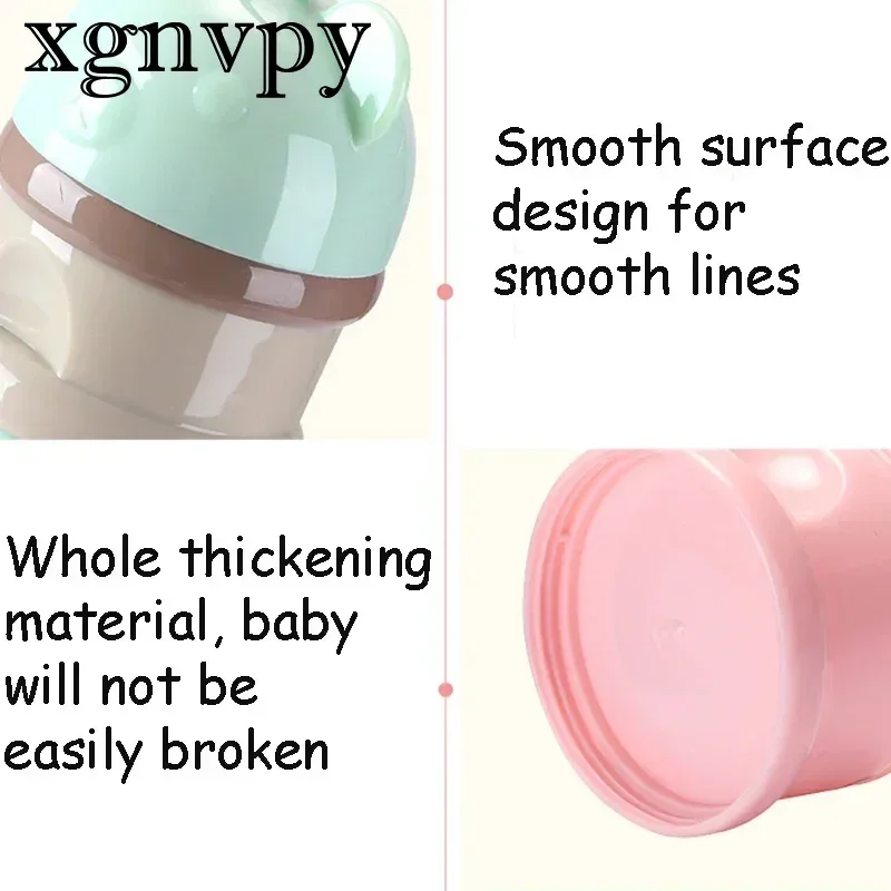 Xgnvpy 3Layers Bear Style Portable Baby Food Storage Box Essential Cereal Cartoon Infant Milk Powder Box Toddle Snacks Container