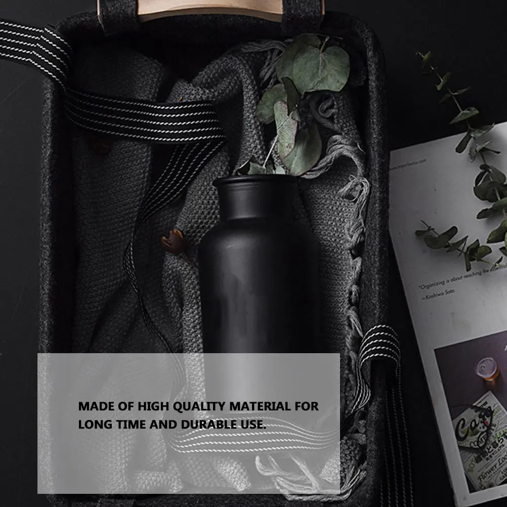 

1pc Cloth Storage Baskets Desktop Nordic Style Thick Felt Household Organizer Basket For Home Use Black Foldable