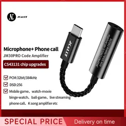 JCALLY JM30PRO Digital Audio DAC Adapter Cable TYPEC To 3.5 Adapter Android Mobile Phone CS43131 DAC JM30 Upgrade for Xiaomi 13