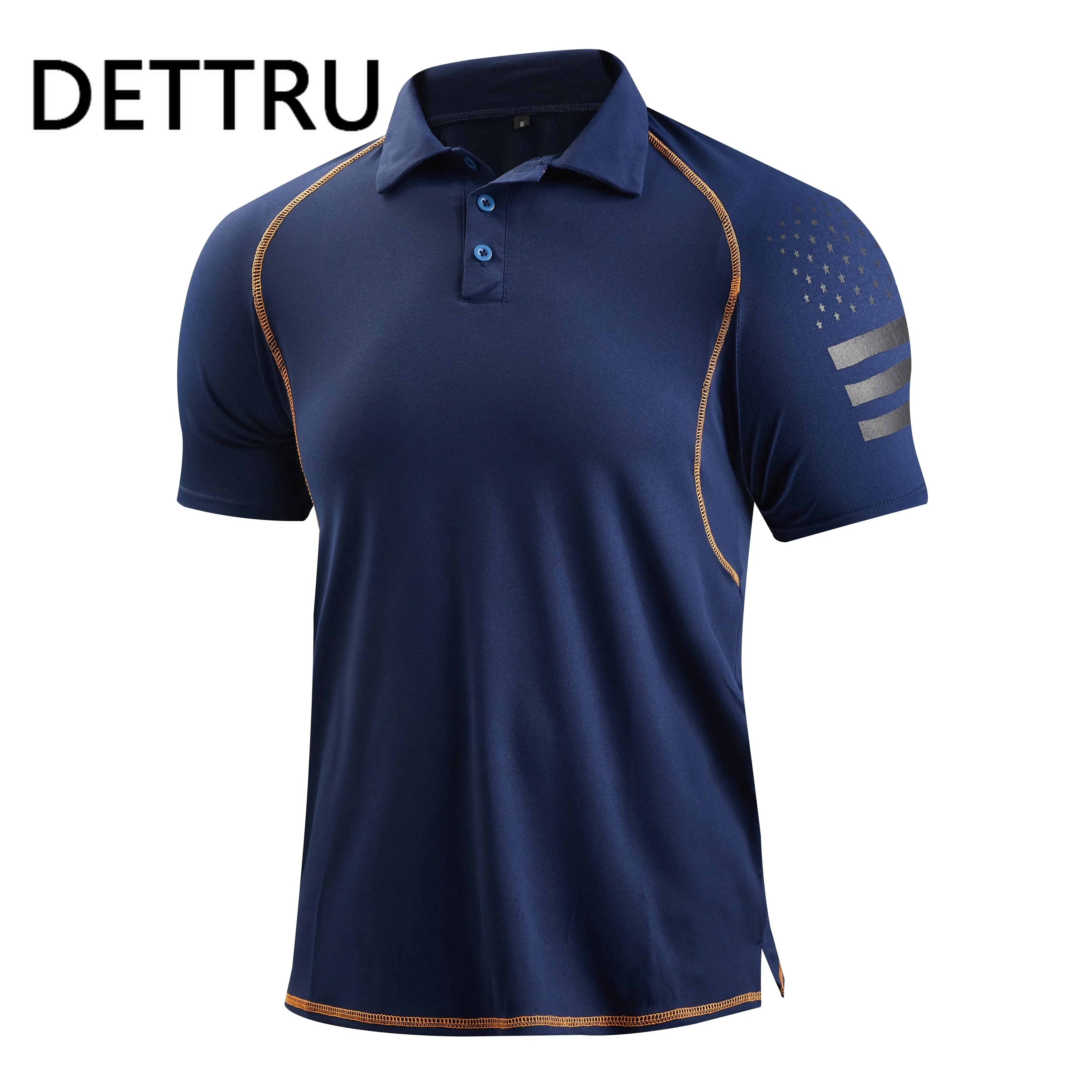 DETTRU Men\'s T-Shirts Summer Outdoor Activities Tactical Sports Polo Collar Bottoming Sweatshirts