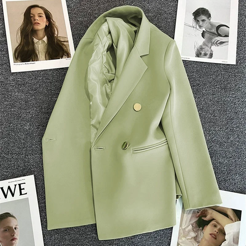 

Spring Green -Suit Jacket Women's Stylish Korean Version Quality Polyester Fabric Folded Design New Arrival 2025