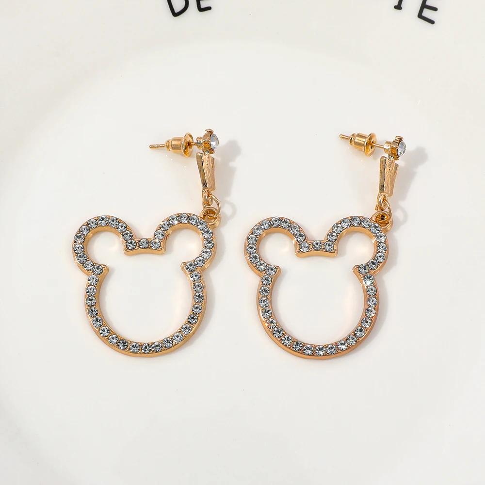 أقراط متدلية لطيفة على شكل ميكي ماوس للنساء مع كريستالات على شكل تاج قلادة أنيمي مجوهرات كورية فاخرة هدية ساحرة 2026 #4