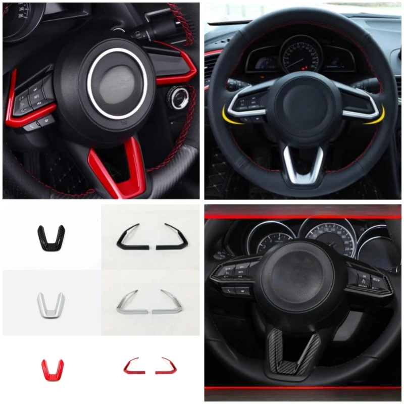 For Mazda 2 Demio 3 Axela 6 ATENZA CX3 CX5 CX8 CX9 2017-2019 2020 Interior Accessories Car Steering Wheel Trim Control Button