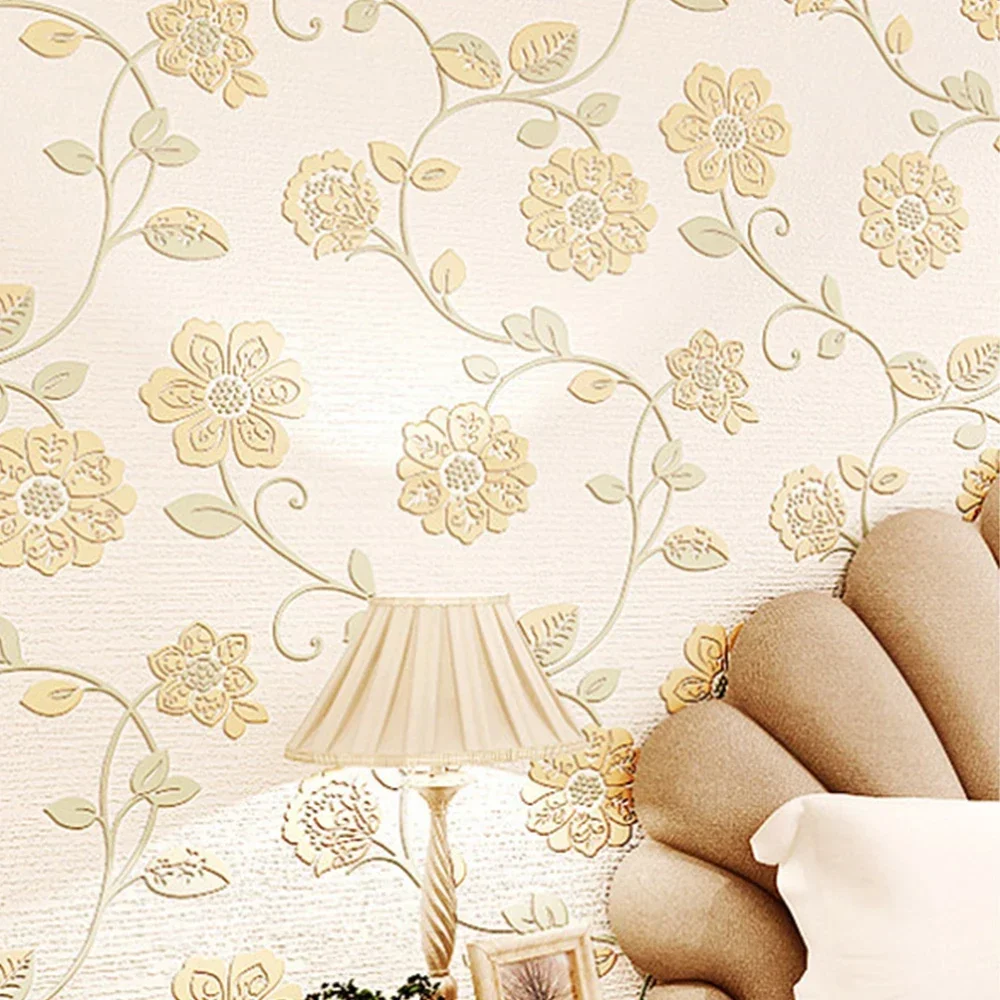 Non Woven Rural Flower Pattern Wall Paper Room Decoration Home Decoration 3D Wallpaper