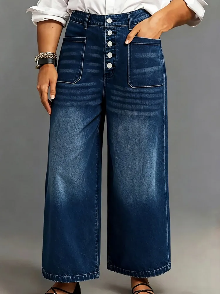 

XL-5XL Джинсы больших размеров Женские эластичные длинные брюки с высокой талией Весна Осень Модный принт Большой размер 3XL Офисные женские брюки большого размера