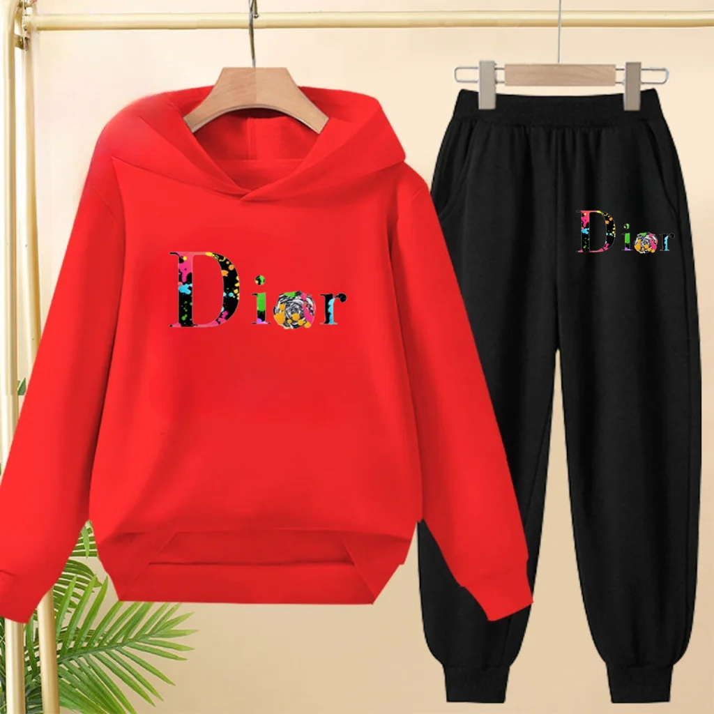 

2 Piece Set Children 3-12 Age Autumn Winter Casual Fashion Boy Girl Outerwear Hoodie Trousers Pullover Hooded Outdoor Sportswear