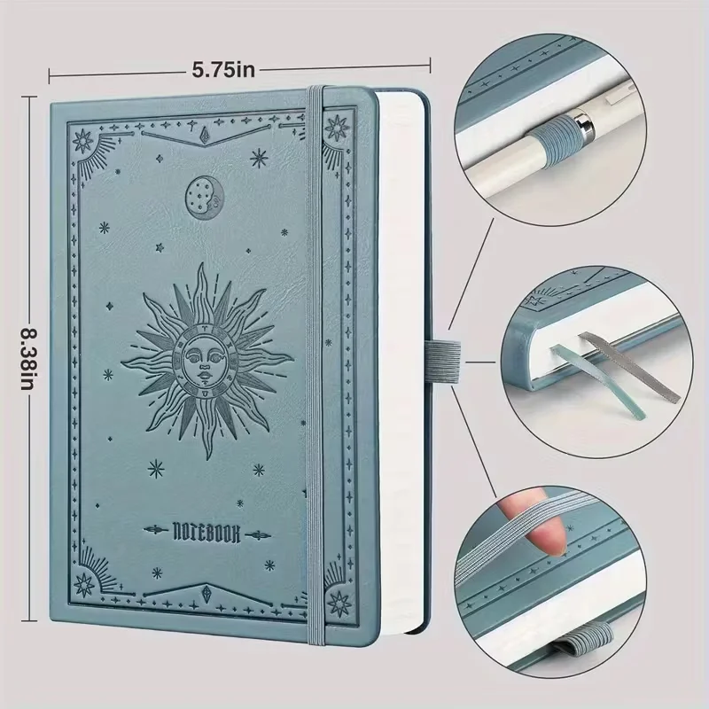 Hardback-Notizblock aus Leder, 320 Seiten, Schreibwaren, A5-Notizbücher, blanko, Schule, nützlich, Tagebuch, Tagebuch, Notizbuch, Skizzenbuch, Zubehör, Büro – Detail 3