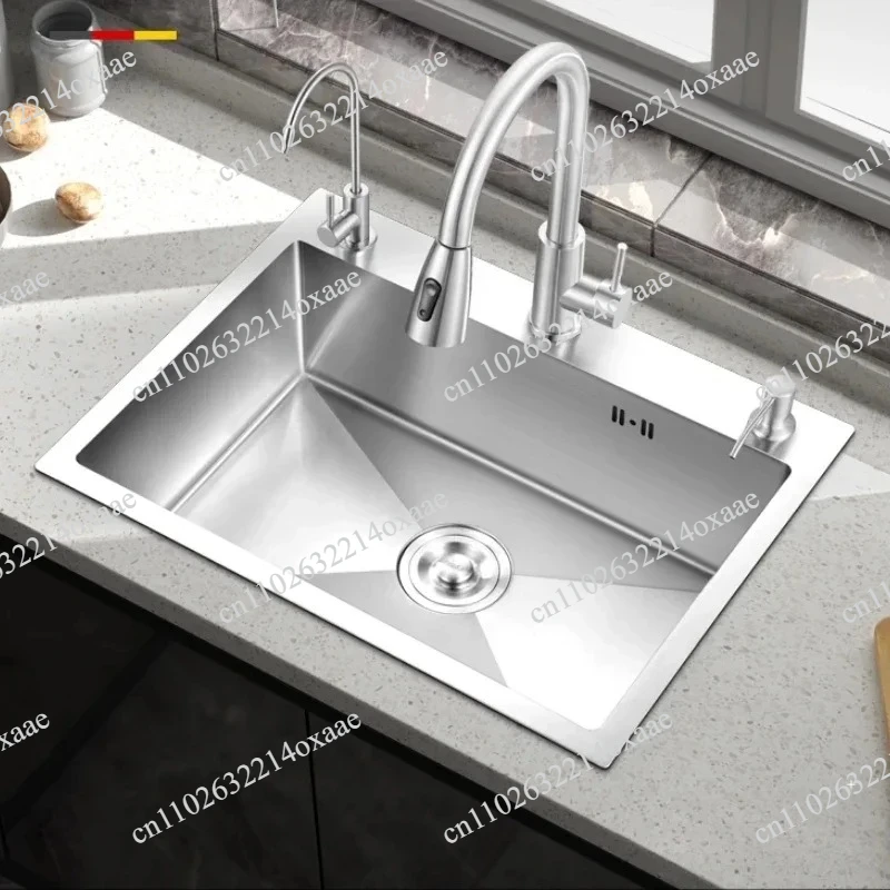 304 Stainless Steel Kitchen Sink Single Basin Bar Above Counter Undermount Installation Washing Basin