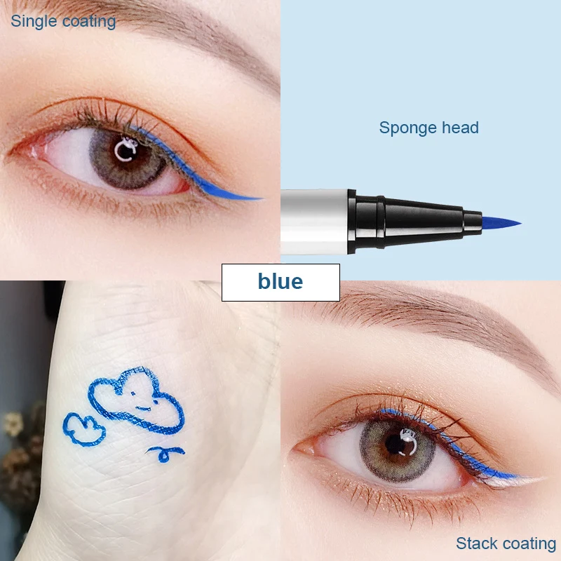 Bunter langlebiger flüssiger Eyeliner-Stift wasserdichter schneller Bleistift kosmetischer doppel endiger Eyeliner glatte Make-up-Werkzeuge tslm1