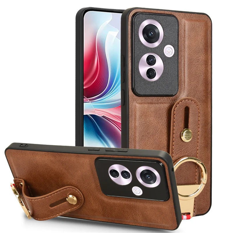 Applicable to OPPO Reno11 F 5G CPH2603 case luxury lanyard PU leather case multifunctional wristband ring custom phone case