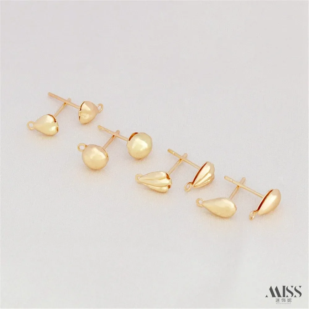 14K vergulde hartvormige waterdruppel schelpvormige oorbellen met hangende oorbellen DIY handgemaakte oornaalden ooraccessoires