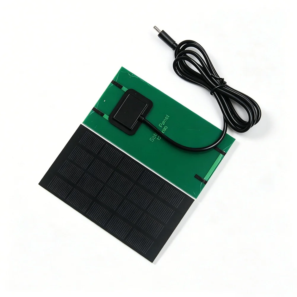 Portable 2W 5V Solar Charger Panel 120x60mm Monocrystalline Silicon with Type C Port for Mobile Phones Lights Fans