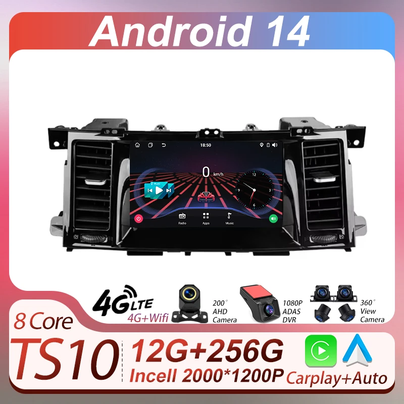 

2Din Radio Stereo Car Android For Nissan Patrol 6 VI Y62 2010 - 2019 Autoraido Carplay Auto Screen 8Core Bluetooth Mirror Link