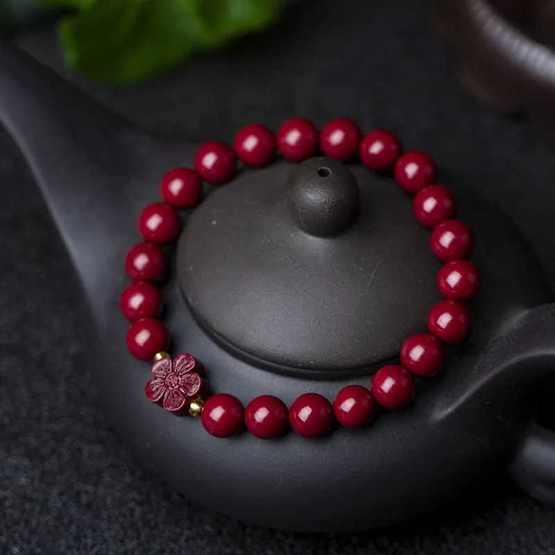 

Натуральный минеральный браслет Cinnabar с одним кольцом, модная фотография.
